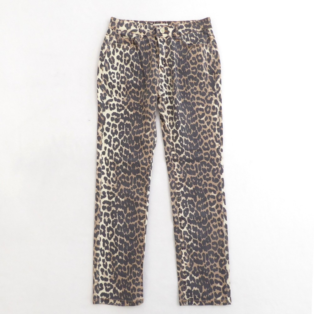 OAT NEW YORK Womens Leopard Print Jeans High Rise Straight Leg Size 2/26